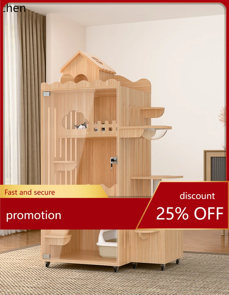 

Кошачья вилла ZML из чистого массива дерева не занимает много места, включает в себя встроенный туалет и просторный внутренний шкаф для кошек.