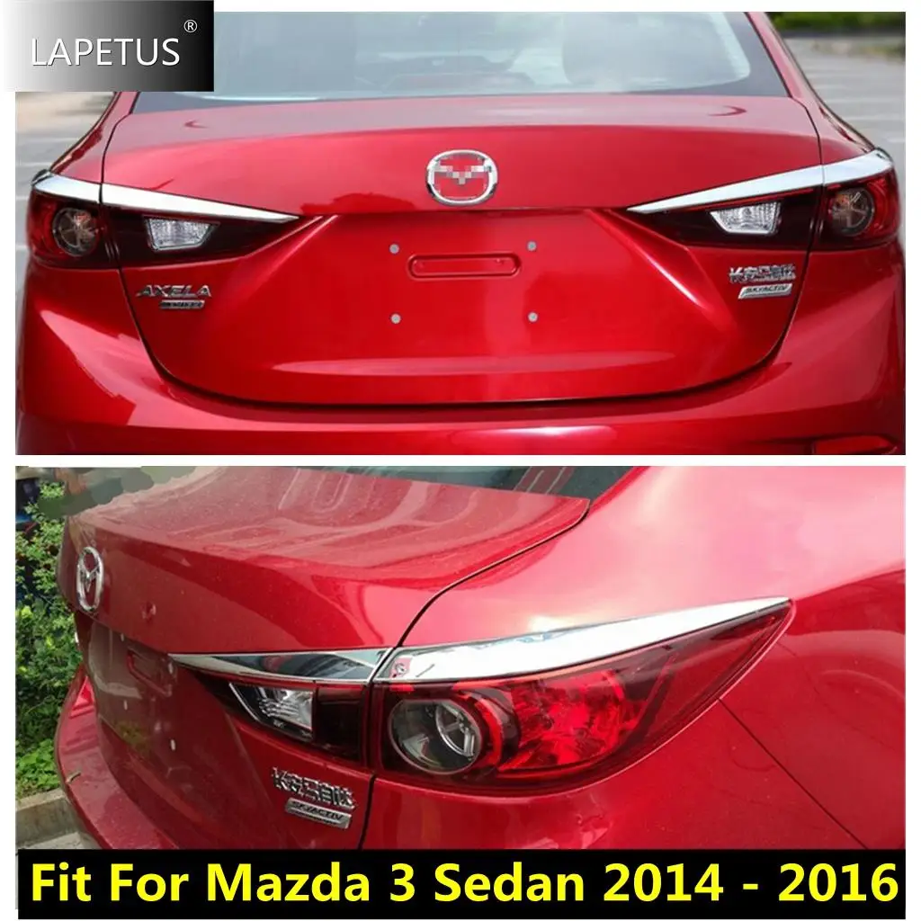 

Car Rear Trunk Bumper Tail Lights Lamps Eyelid Eyebrow Decor Strip Molding Cover Trim Accessories For Mazda 3 Sedan 2014 - 2016