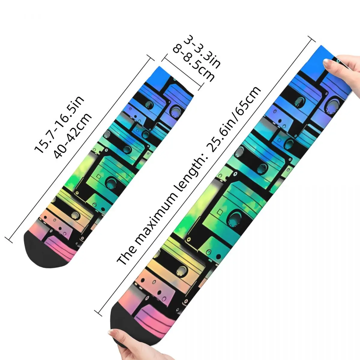 Vintage Stereo Tapes Men's Socks BACK TO THE 90S Unisex Street Style Seamless Printed Crazy Crew Sock Gift