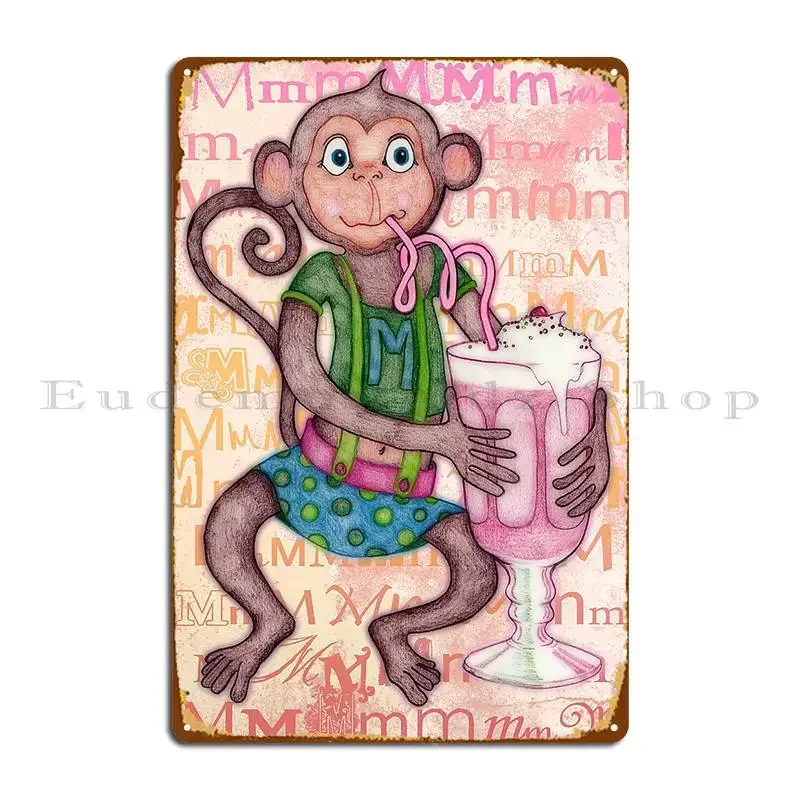 ملصق لوحة معدنية من Monkey S Milkshake Mmmm، لوحة جدارية للسينما والسينما، قم بإنشاء ملصق لافتة من القصدير