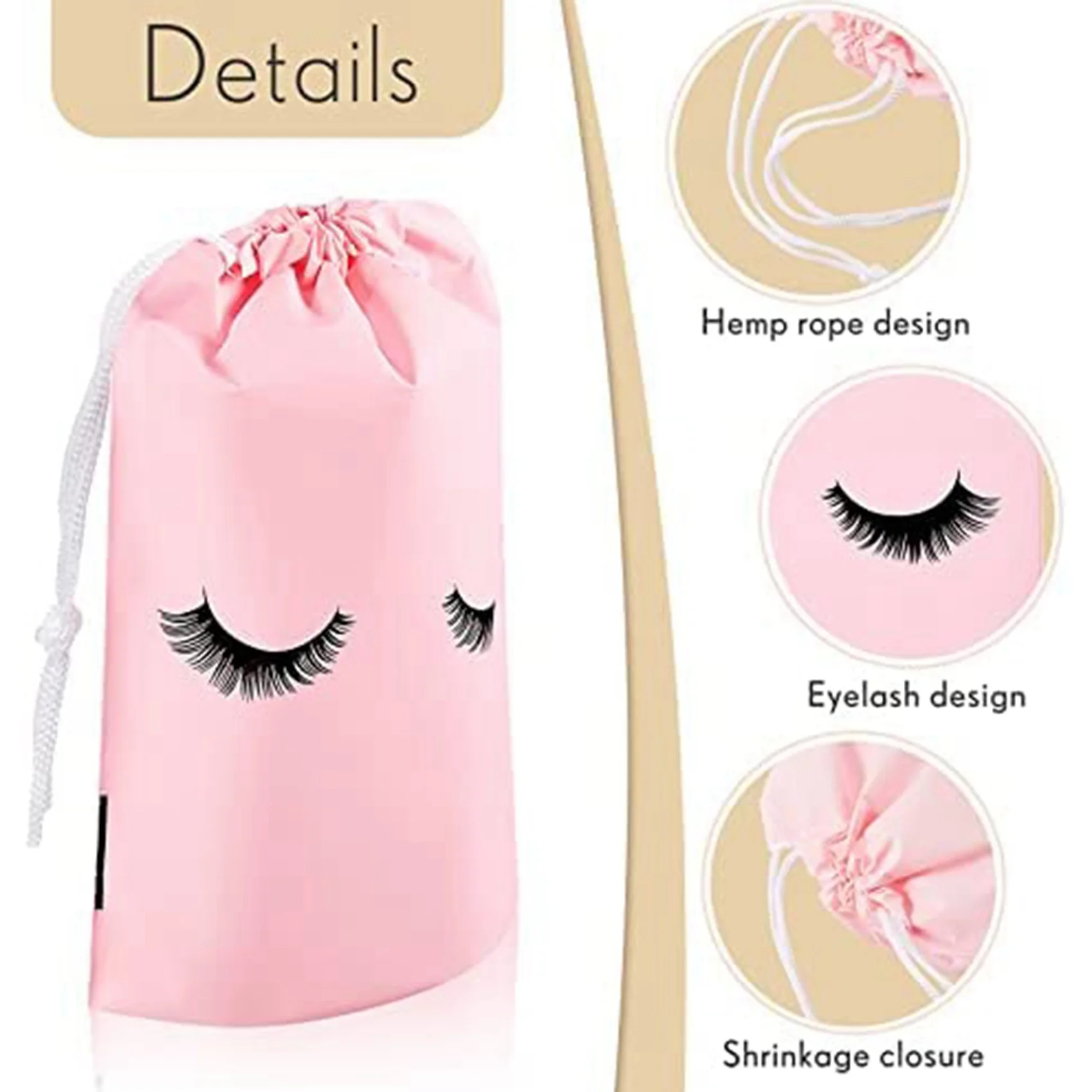 

AB42-100 Pieces Eyelash Aftercare Bags Plastic Makeup Bags Toiletry Makeup Pouch Cosmetic Travel With Drawstring Pink,L