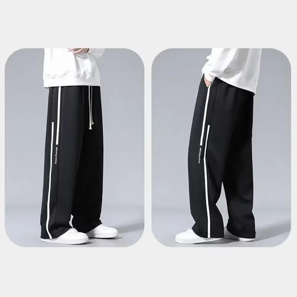 

Men Drapey Casual Trousers Adjustable Waistline Pants Men's Wide Leg Drawstring Sweatpants Soft Breathable for Comfortable