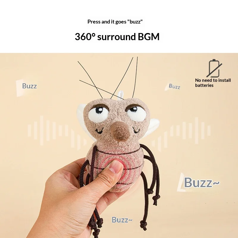Juguete de peluche de mosquito gigante Press & Buzz: divertido dije de mochila con sonido de zumbido, regalo de broma de insecto relleno blando extraño.