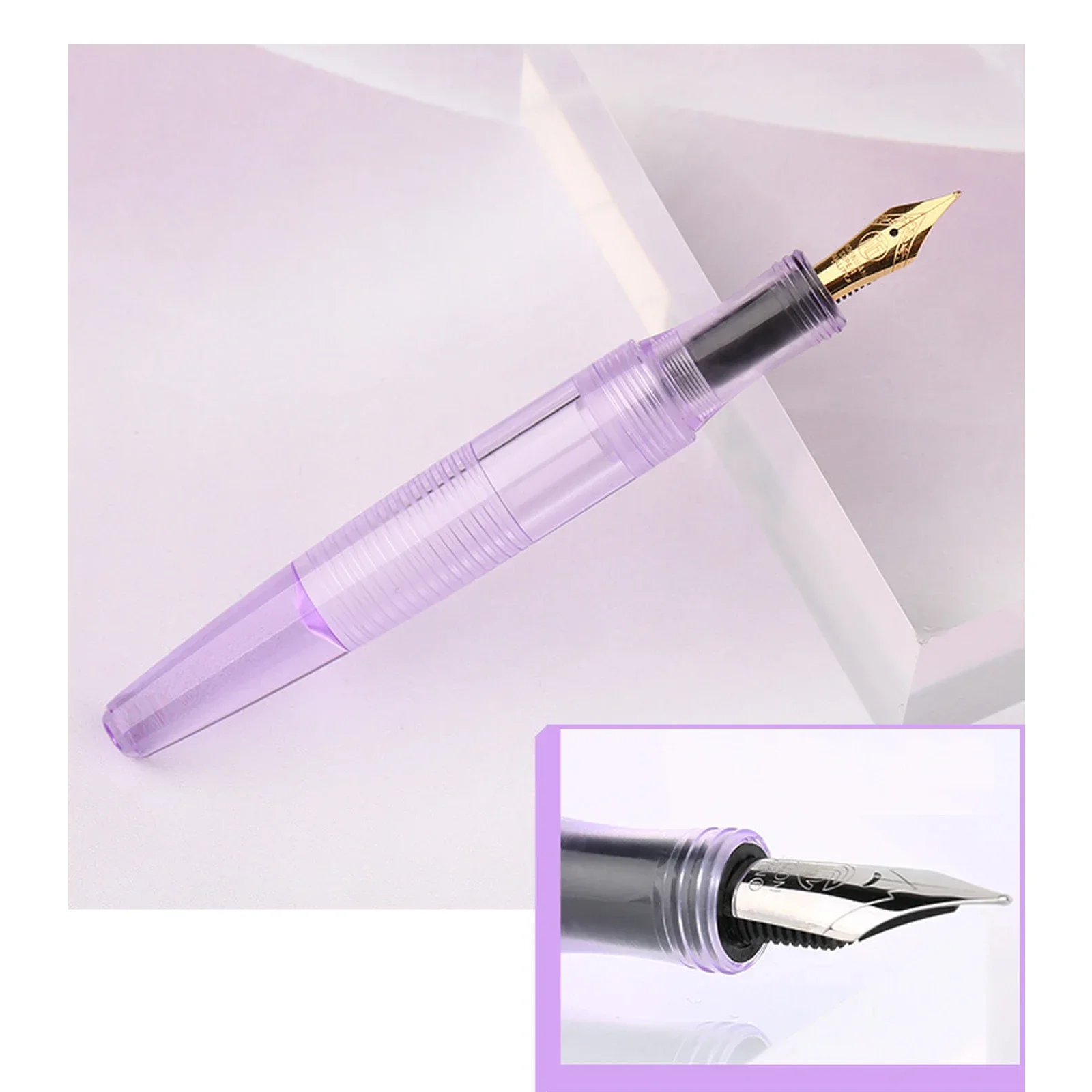 New MAJOHN C2 Transparent Resin Fountain Pen F 0.5mm Nib Smooth Iridium Nibs with Converter Writing Pens Office Stationery