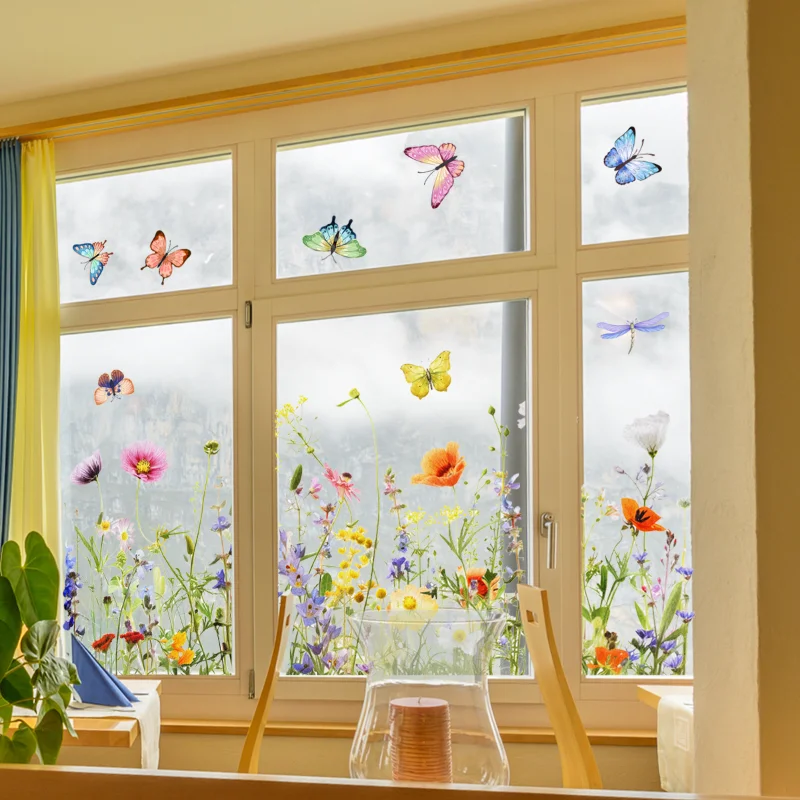 Butterfly Sunflower Sun Catcher Stickers Static Window Glass Suncatcher Decal Rainbow Living Room Bedroom Home Decoration view 5