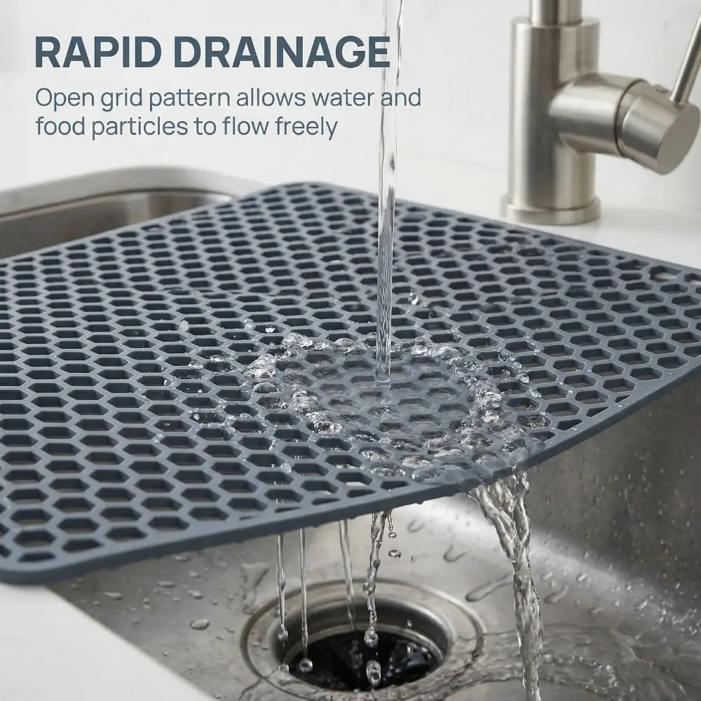 

Kitchen Accessory Mesh Sink Mat Silicone Anti-Slip Sink Protector 12x 12inch Durable Dish Drying Pad Kitchen