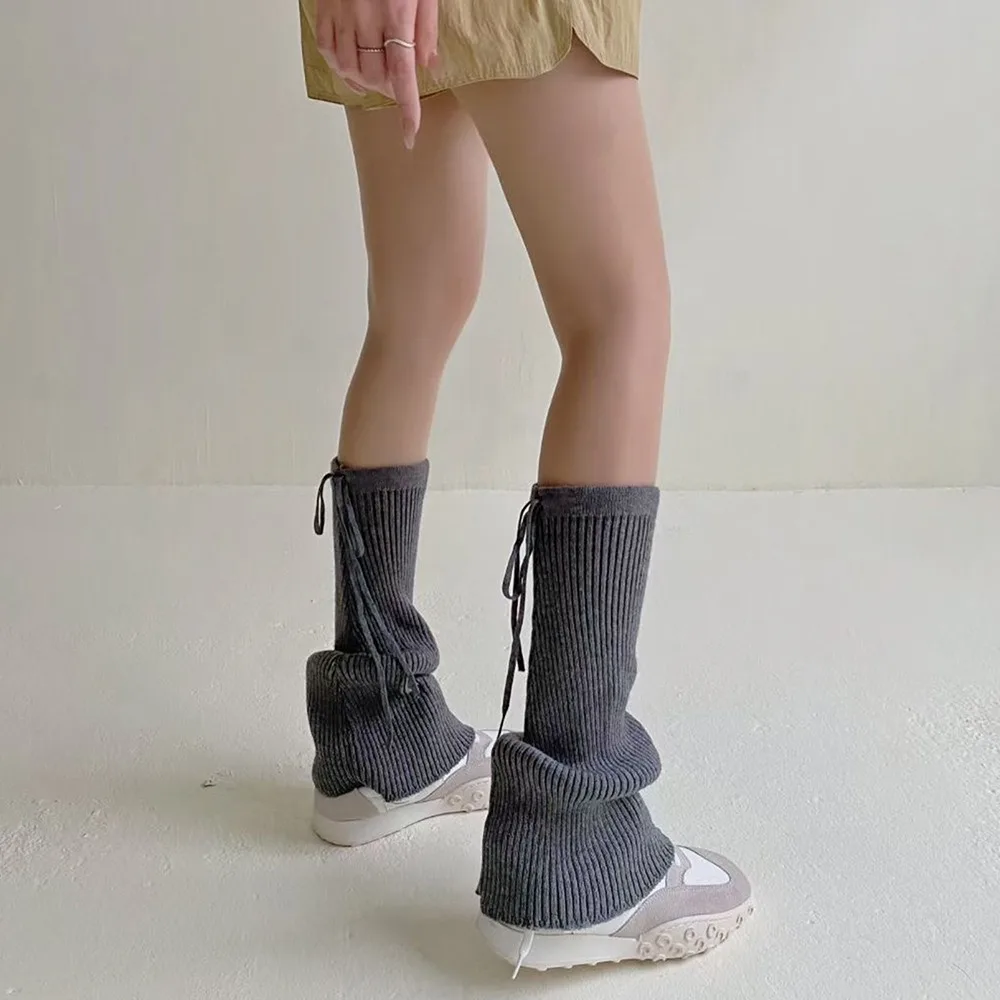 

Fashion Solid Color Leg Covers Straps Design Warm Foot Cover Knitted Leg Warmers