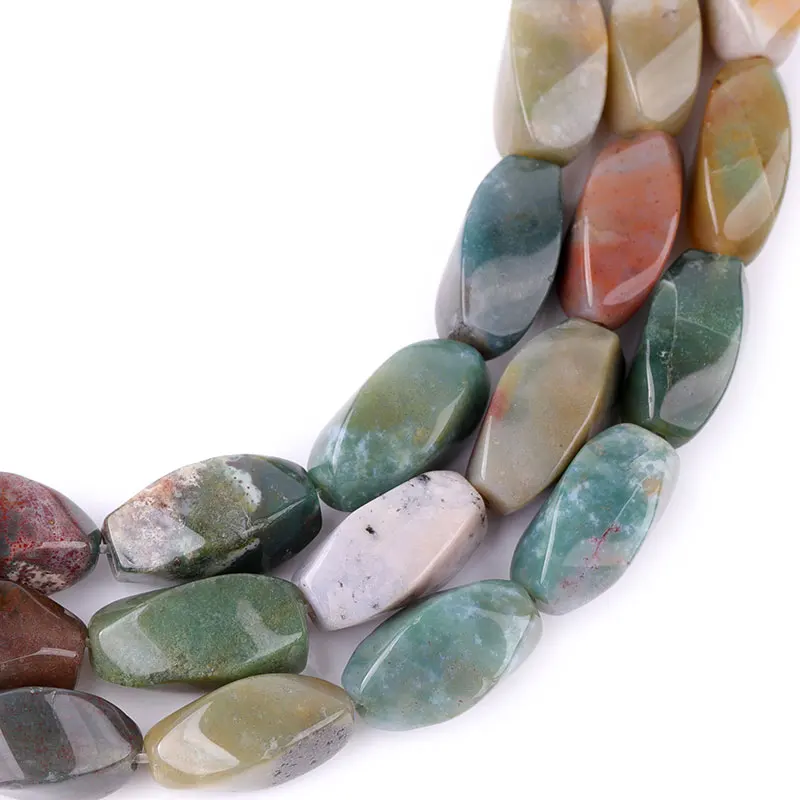 8x16mm Gem stone Natural Stone Twist Indian Agates Beads Loose Strand Beads 15\