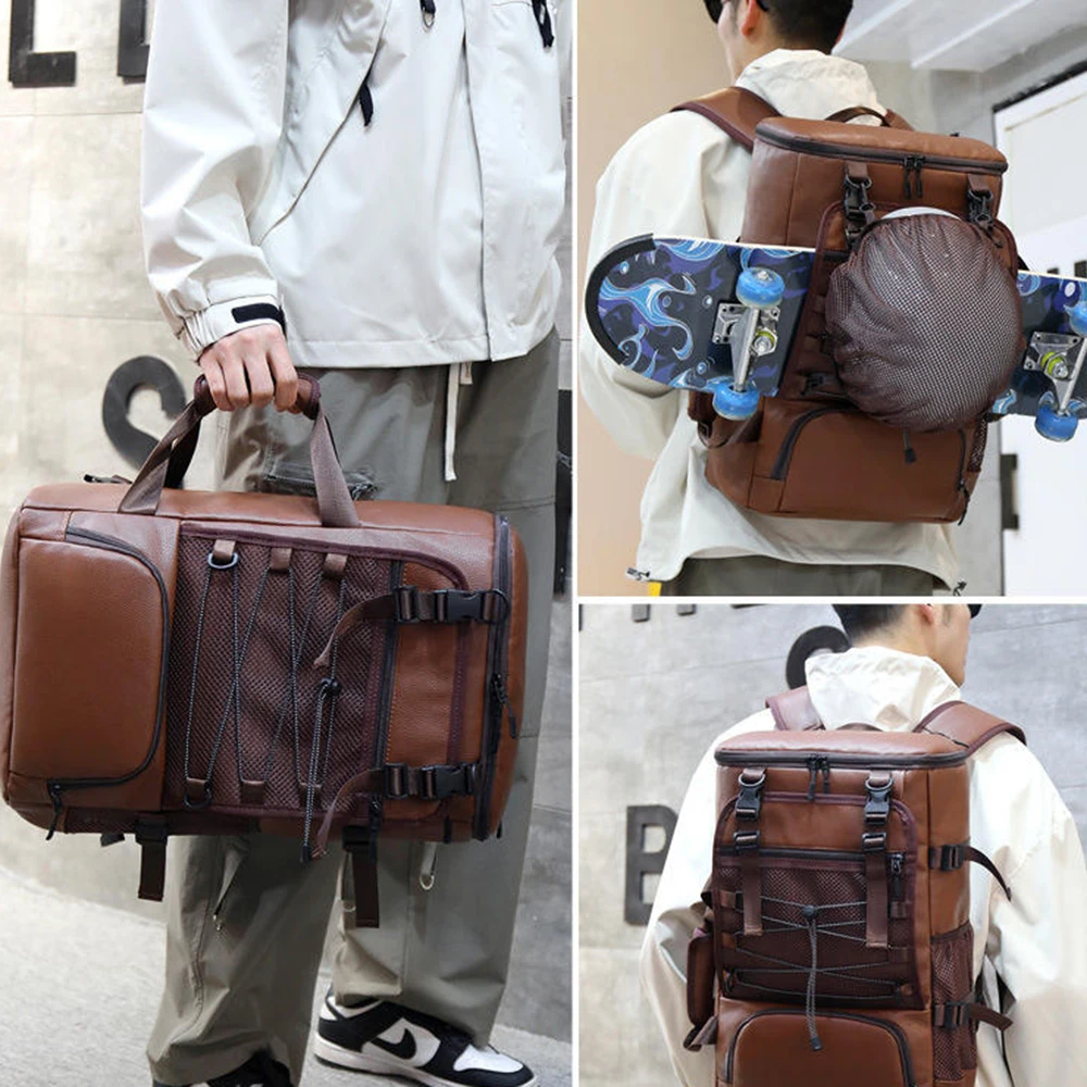 PU Leather Multi Purpose Sports And Fitness Backpack Travel Hiking Bag Camping Bag Cycling Bag Helmet Bag Skateboard Skiing Bag