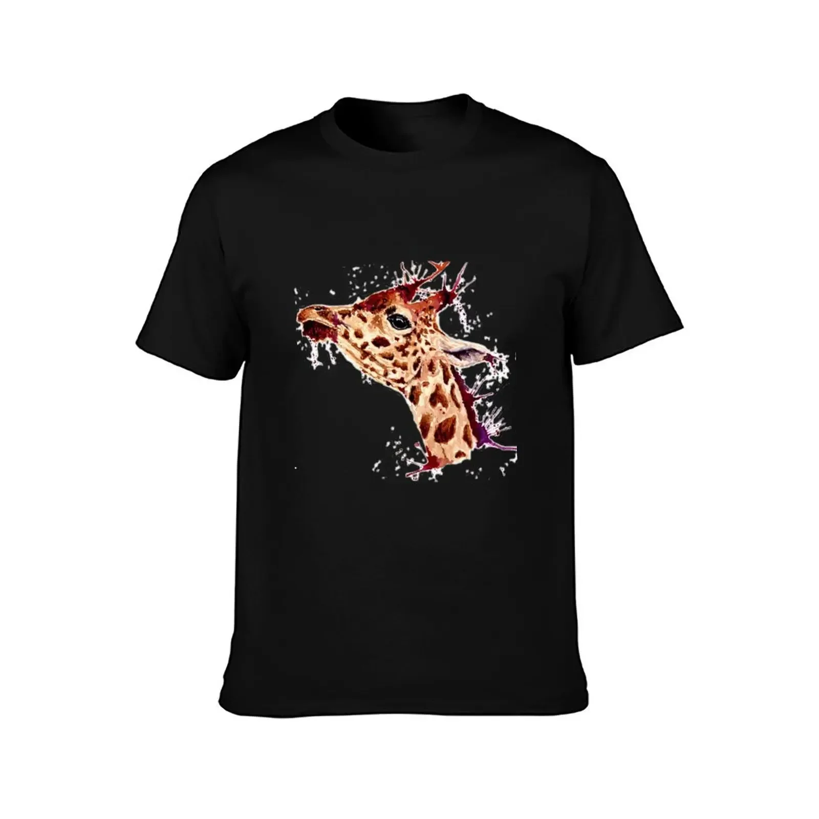 Water Colour giraffe T-Shirt Summer Holiday Casual Tee(4XL 5XL 6XL No Shipping)