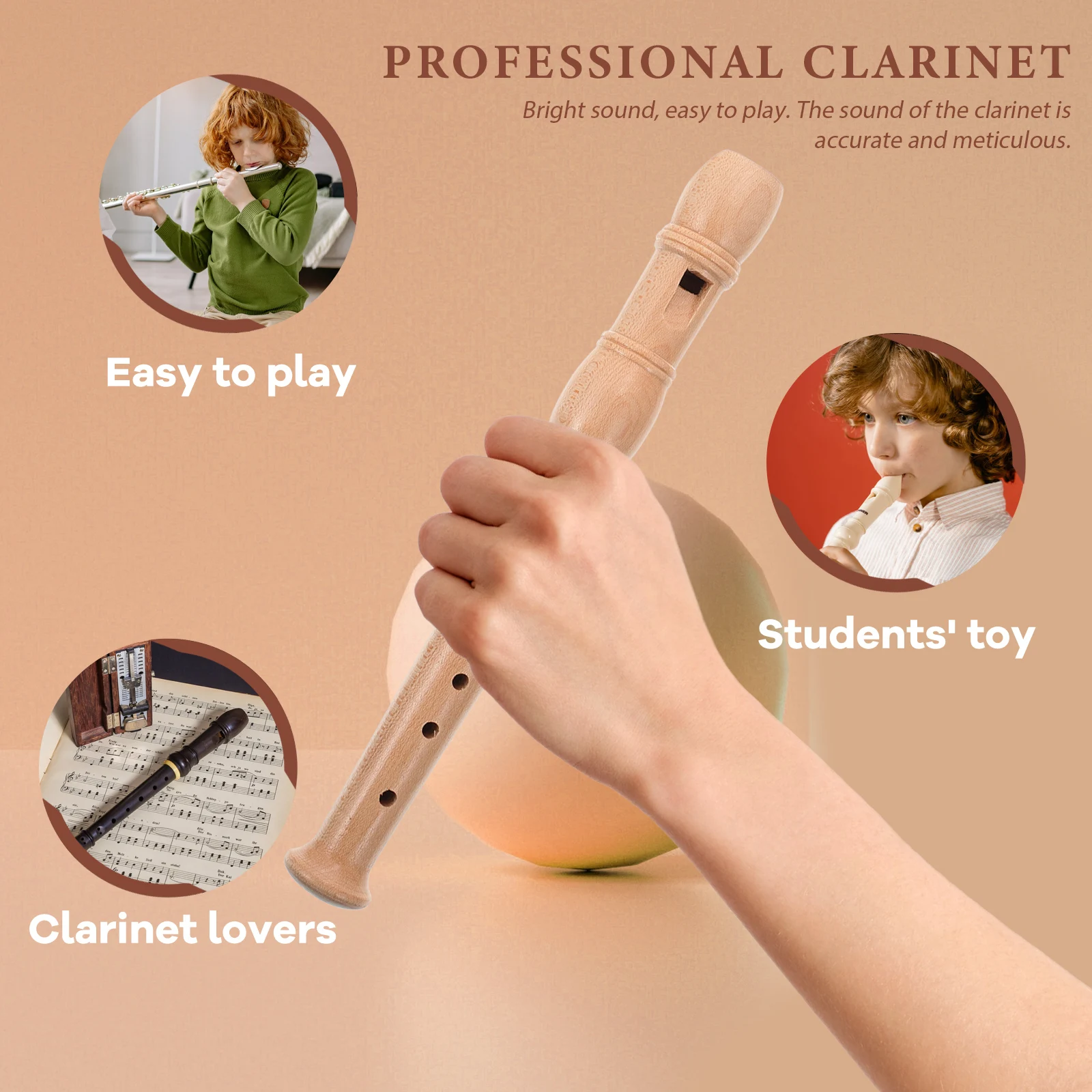 

Premium Wooden Soprano Recorder 6-Hole Clarinet For Kids Beginner Flute Wind Student Practice Professional Clarinet Kids Musical