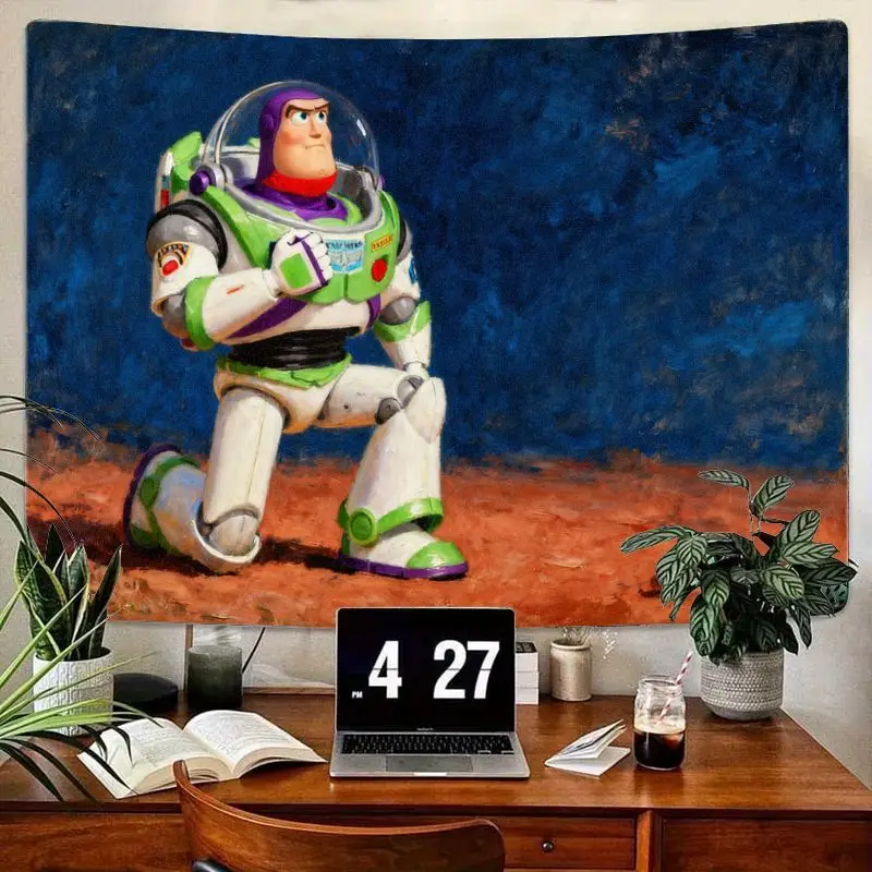 

1PC Disney Pixar Buzz Lightyear Adventure Tapestry Modern Polyester Wall Art Kids Room Living Room Bedroom Decor Gift for Toy St