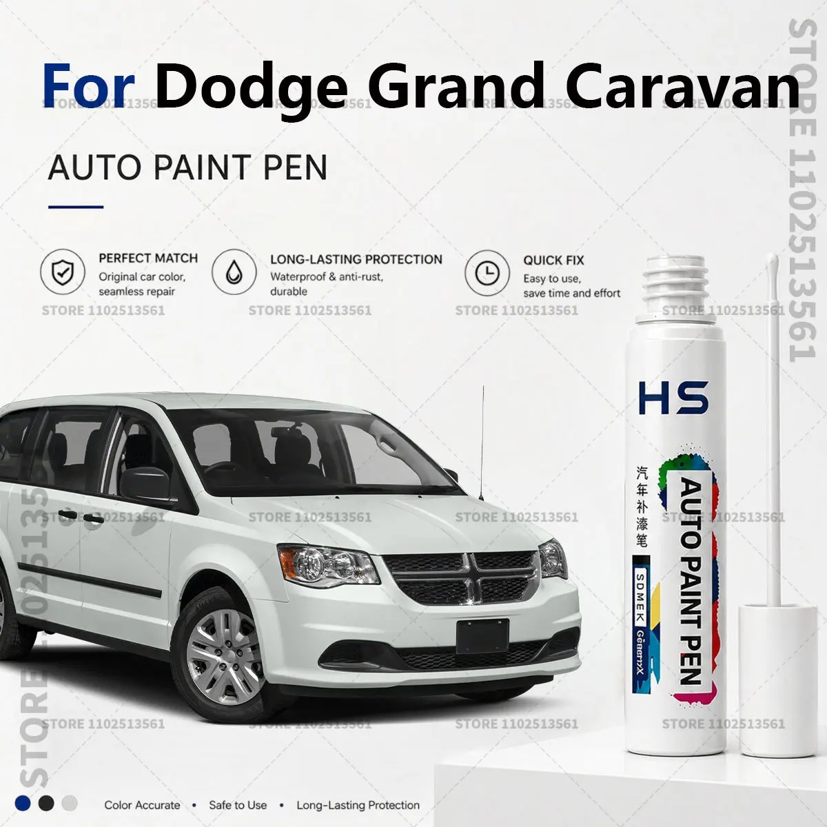 For 2007-2025 Dodge Grand Caravan Touch Up Paint Pen – Quick Car Scratch Repair for Chips & Minor Scratches Black White Blue