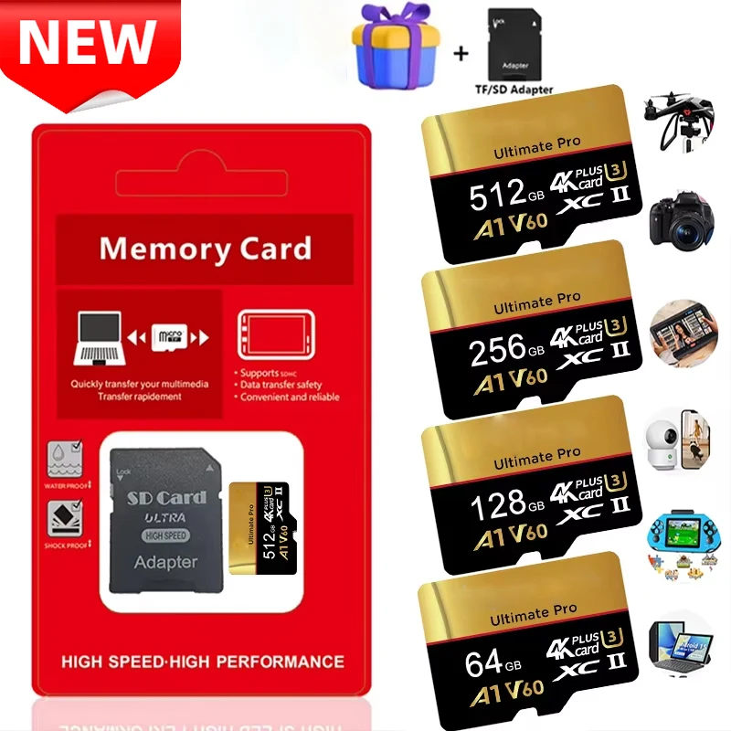 NEW 2TB High Speed Memory Card V60 U3 Flash Cards Micro SD Card For GoPro Action Camera Drone 4K Full HD Performance TF Card