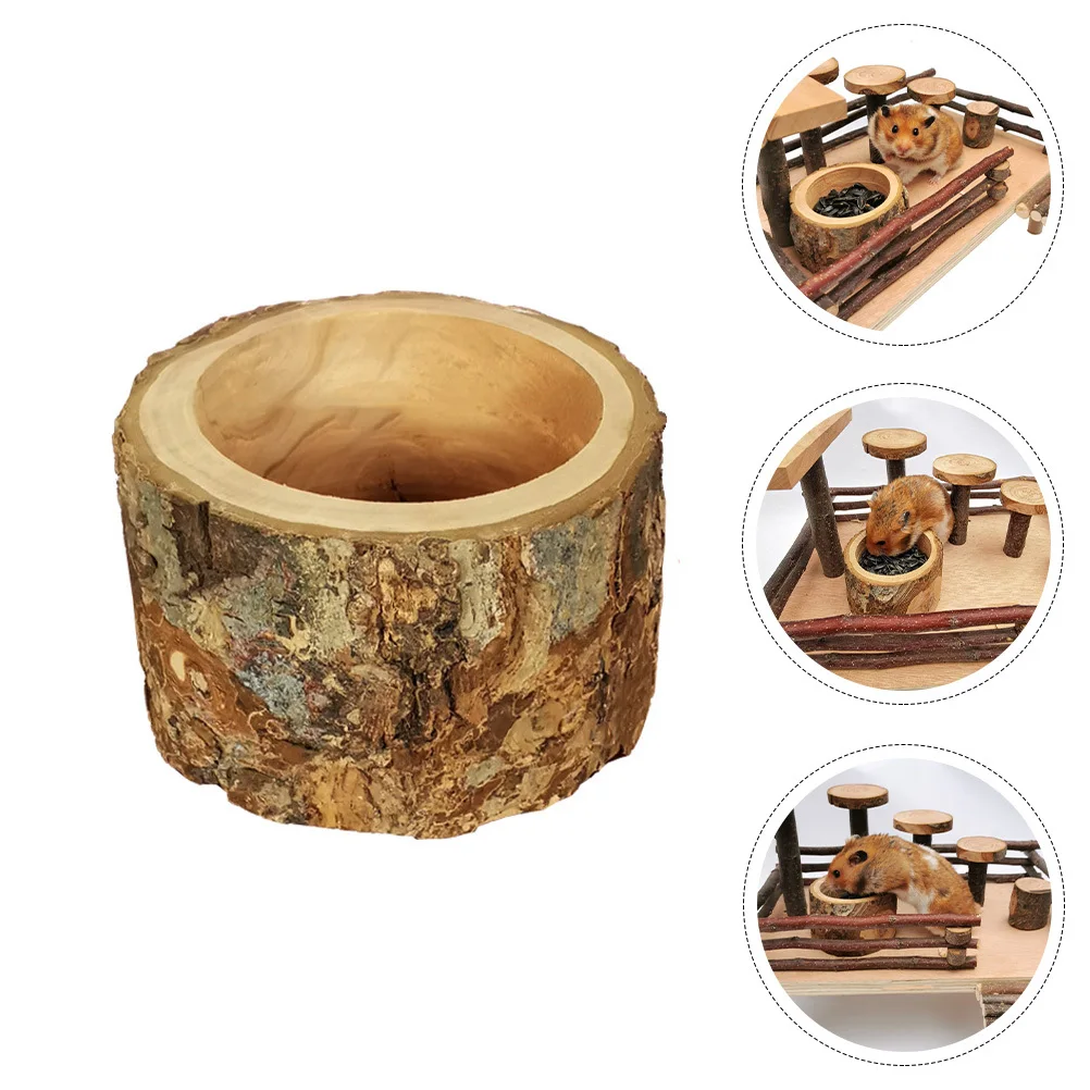 

1pc Food Bowl Wood Deep Non-Spill Feeding Bowl For Hamster Cat Dog Home Use Durable Pet Feeder Eco-Friendly Pet Food Container