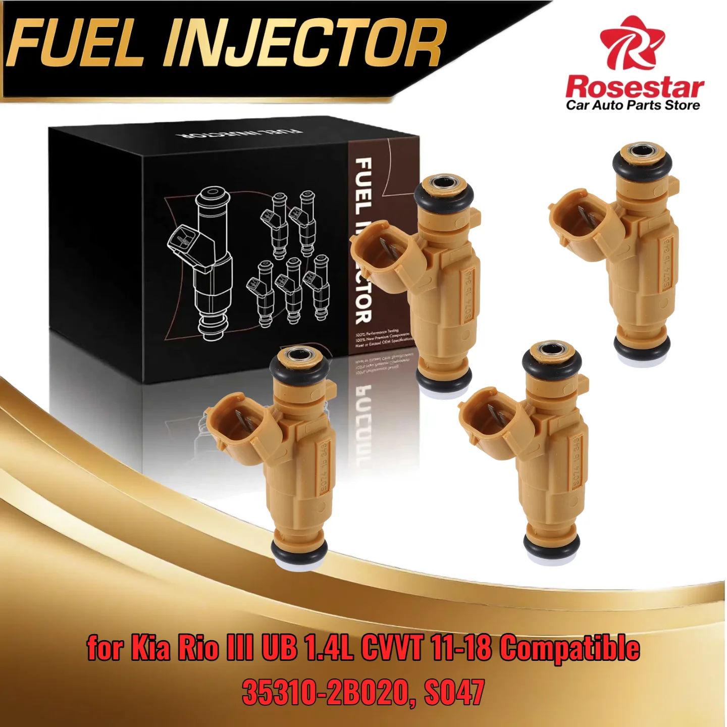 

4 Pieces Injector Nozzle for Kia Rio III UB 1.4L CVVT 11-18 Compatible with 35310-2B020 S047