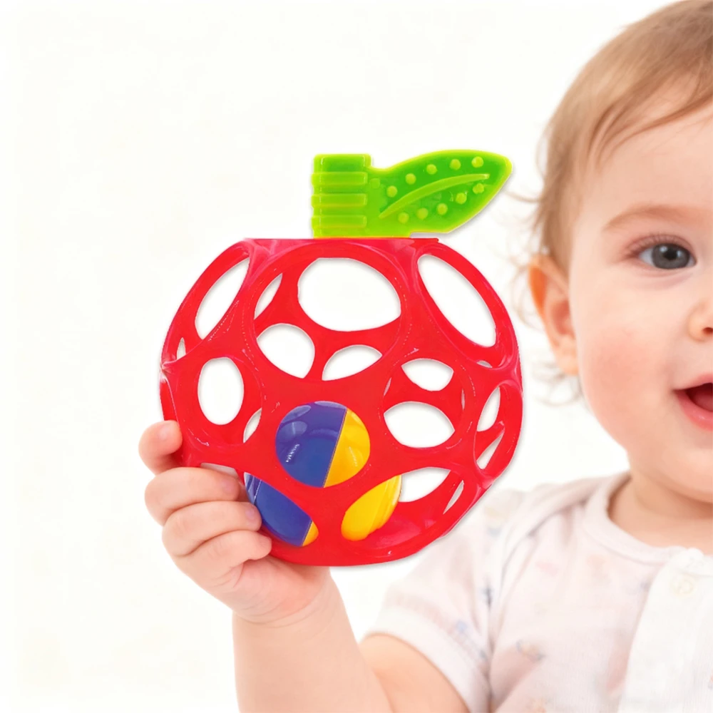 Baby Sensory Rattle Ball - Soft Textured Grasping Toy with Gentle Sound & Spin Rings | Montessori Learning Toy