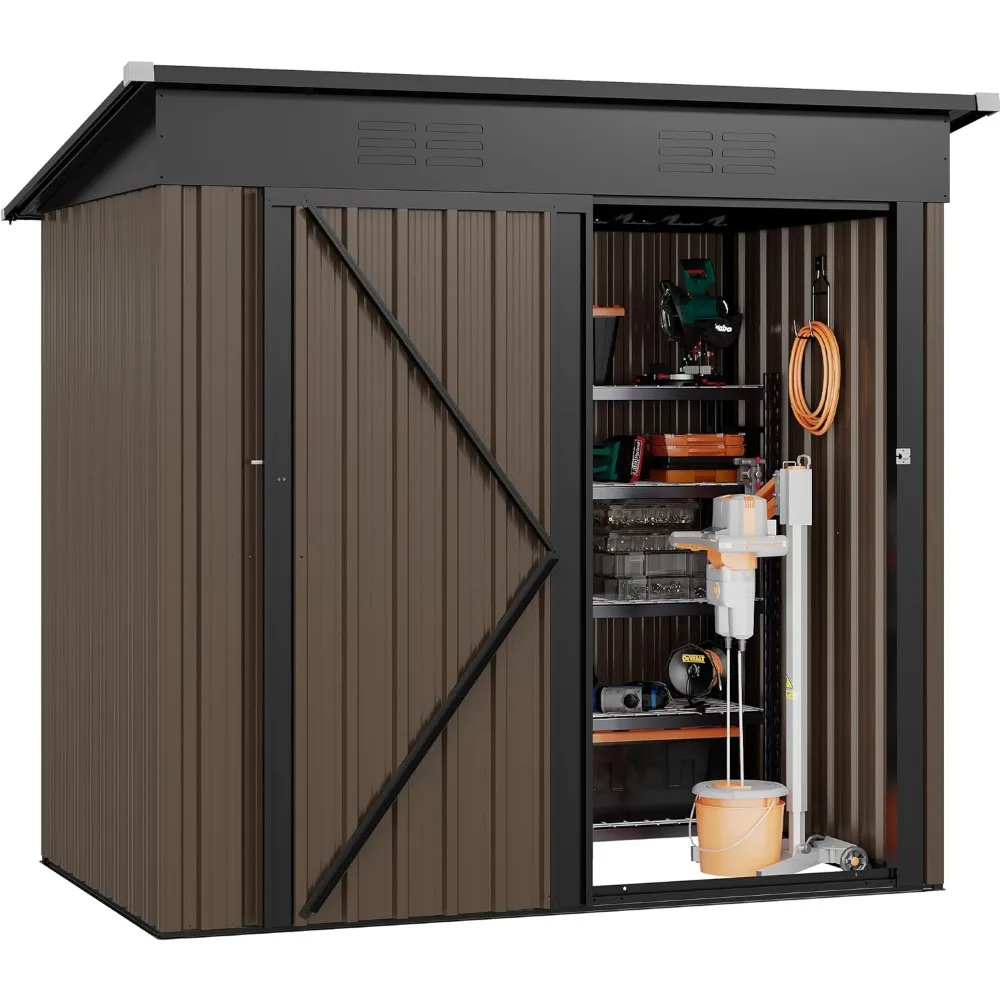 

DWVO Metal Outdoor Storage Shed 5x3ft, Lockable Tool Sheds Storage with Air Vent for Garden, Patio, Lawn to Store Garbage Can