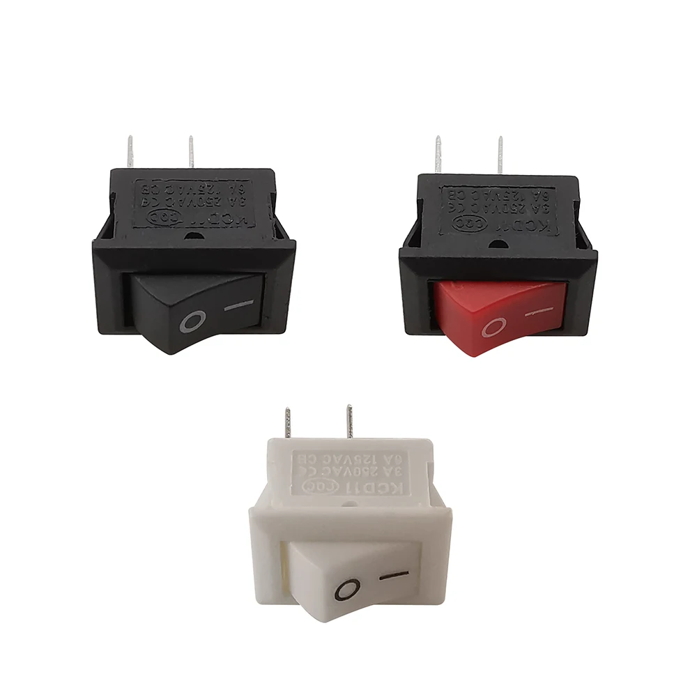 10Pcs KCD11 Mini Rocker Switch SPST 2Pin 3Pin 3A 250V ON-OFF/ON-OFF-ON Push Button Switch 10x15m
