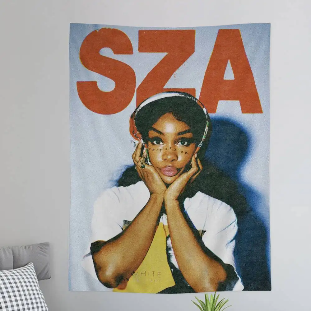 American Popular Female Star Pop Singer Sza Tapestry Art Printing Japanese Wall Tapestry Anime Wall Hanging Home Decor