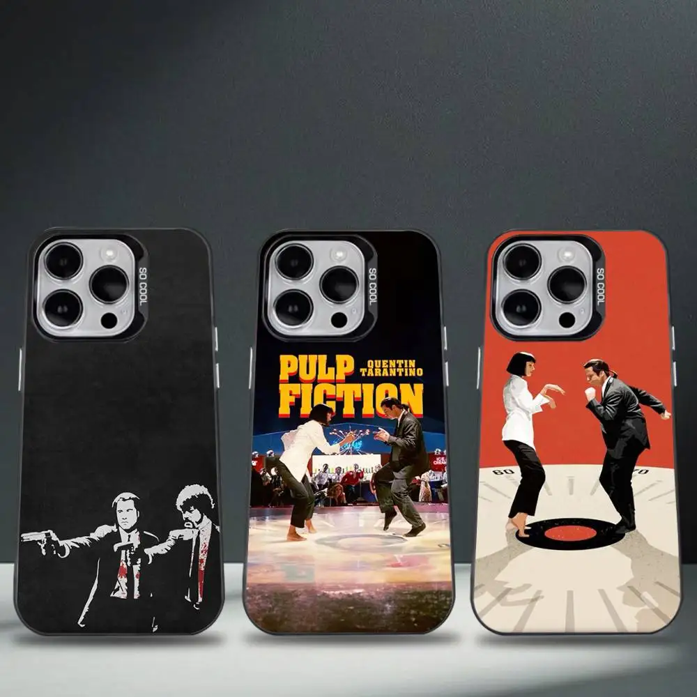 

P-Pulp Fiction Movie Phone Case For iPhone 16,15,14,13,12,11,8,7,Pro,Max,Plus,Mini,XS,SE Anti Fall Black Matte Hard