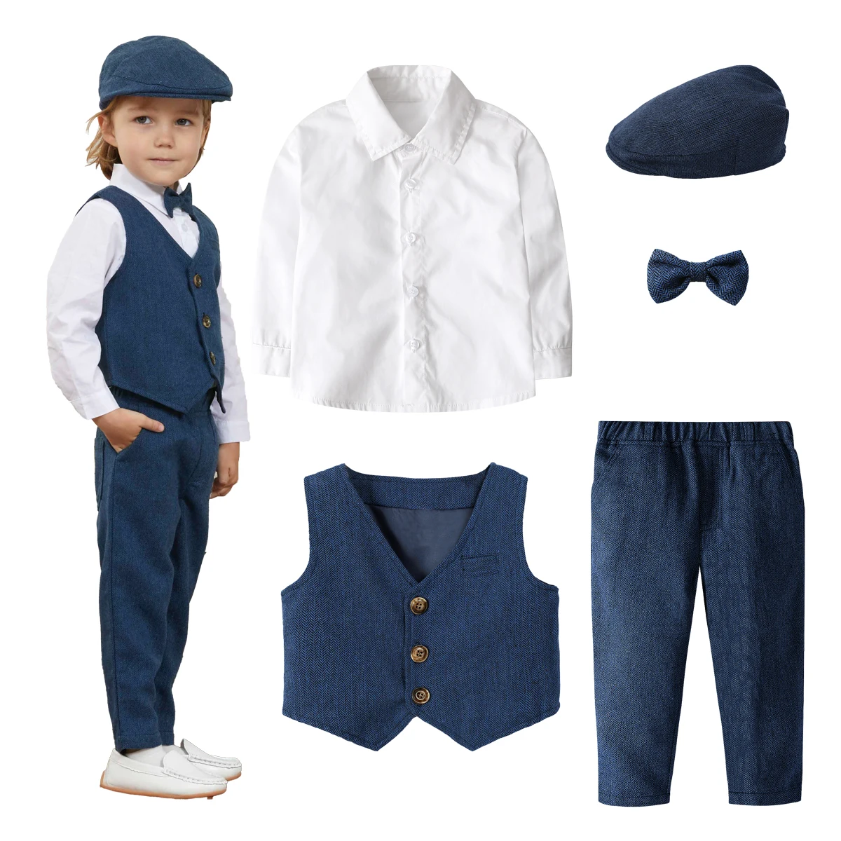 Kids Clothes Boys Wedding Suit Toddler Gentleman Outfit Infant Birthday Baptism Set Baby Formal Party Gift Christening Blazer