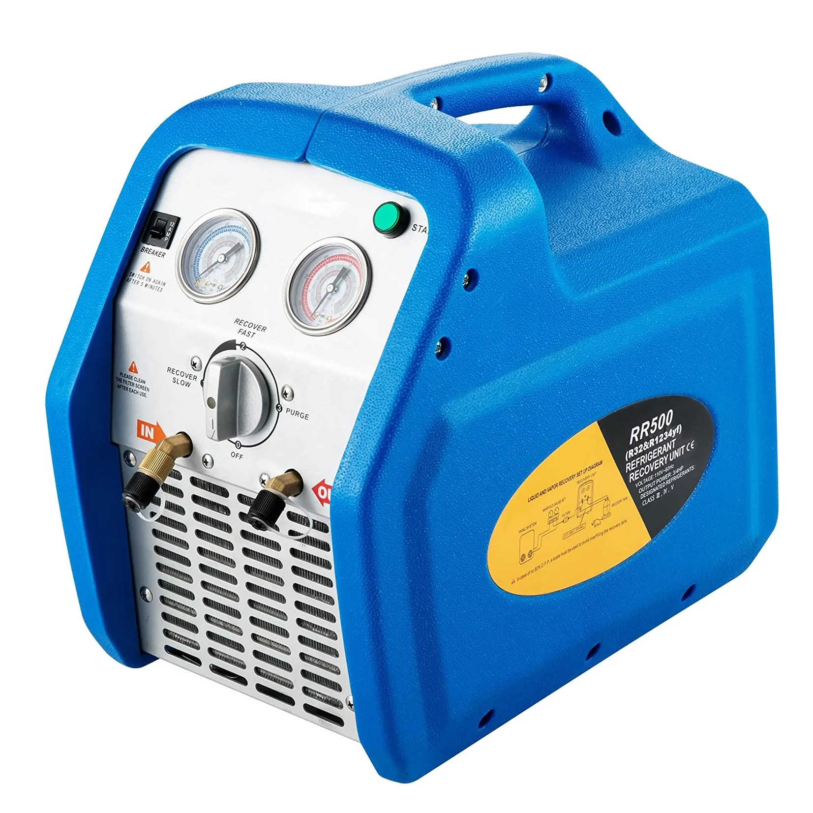 

Portable Oil-less Recycle Unit For A/C Systems 1HP Automotive Refrigerant Recovery Machine For Other Refrigeration