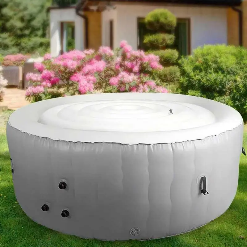 Inflatable Hot Tub Cover Energy Saving Round Hot Tub Lid Outdoor Spa Pool Windproof Rain Overflow Thermal Cover for Spa