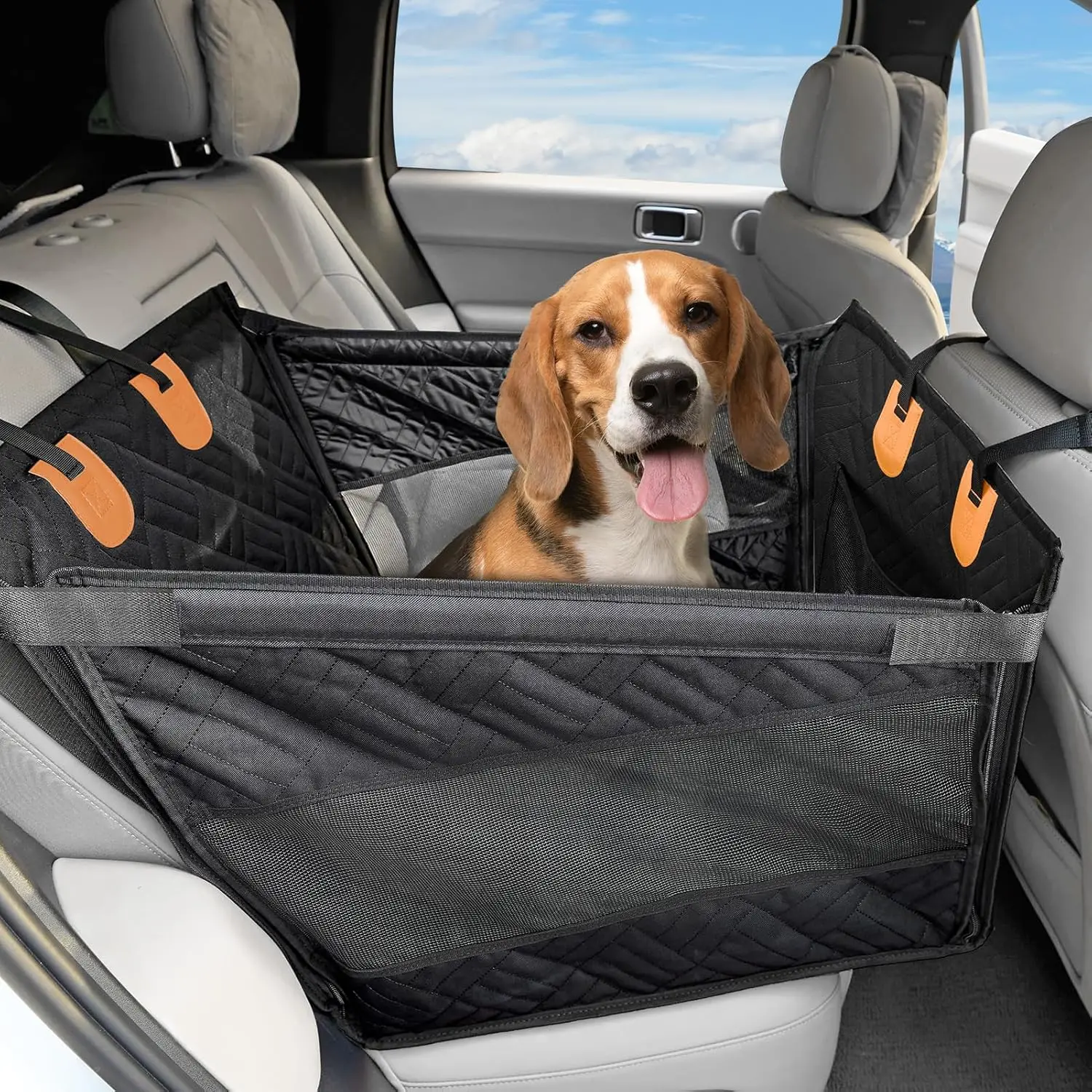

Hard Bottom Dog Car Seat Cover with Waterproof Hammock for Small Dogs, Fits Cars SUV Truck Back Seat