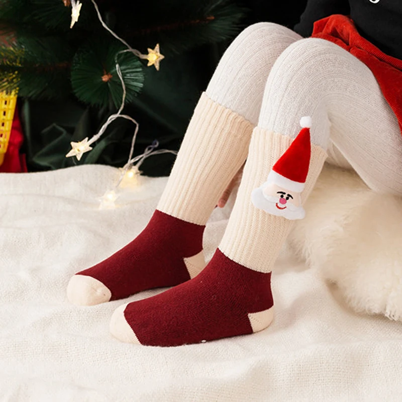 

Children Christmas Socks Soft and Breathable Cute Round Neck Socks Doll Elastic Thickened Walking Cotton Clothing Accessories