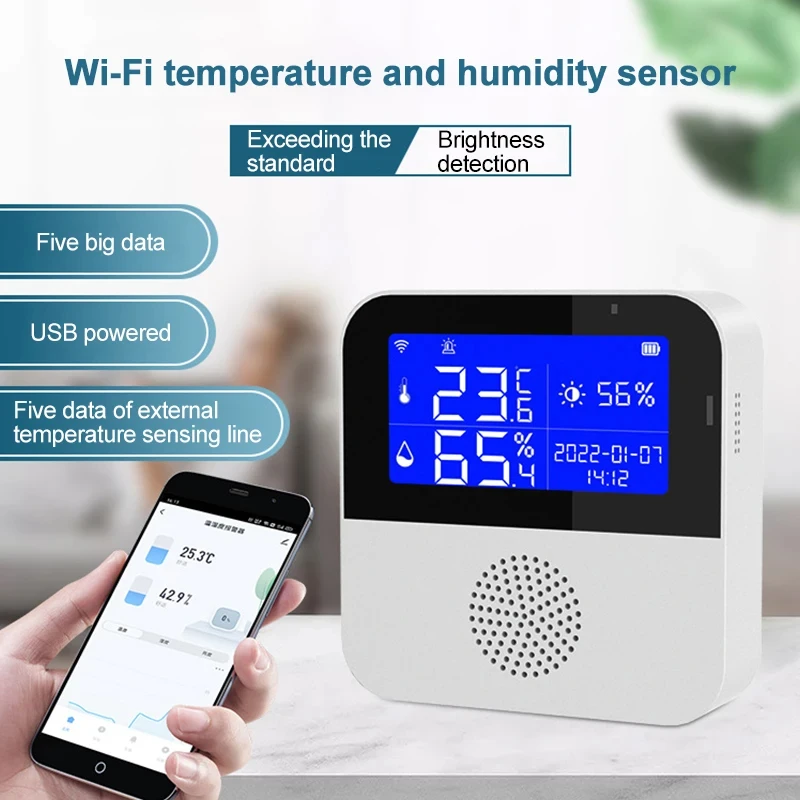 Imagem -04 - Sensor de Temperatura e Umidade Wi-fi Tuya Smart Home Display Lcd Higrômetro Detector de Termômetro Alexa Google Assistente