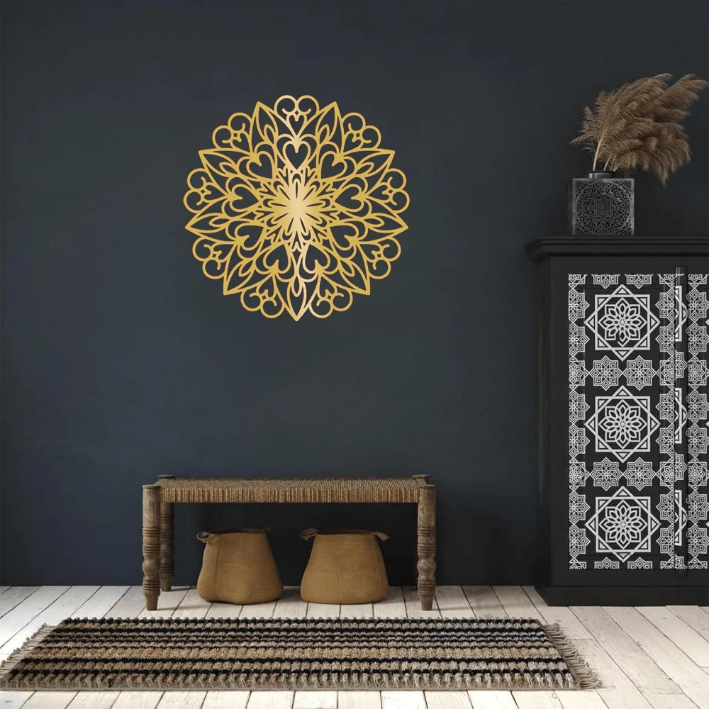 CIFBUY Metal Wall Art Aureate Mandala Lotus Sculpture Iron Hanging Decor Living Room Bedroom Plaque