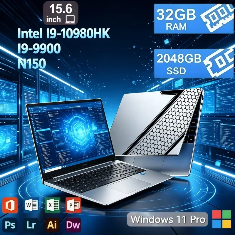 15.6 Inch 4K Gaming Laptop Intel Core I9‑10980HK I9‑9900 N150 32GB RAM 2TB SSD WiFi6 Notebook For Gaming Design Office Study