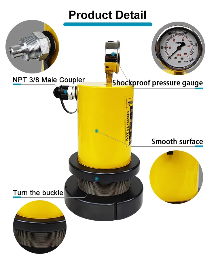 RSC-50200 50Ton 200mm Stroke Lock Nut Hydraulic Jack Cylinder