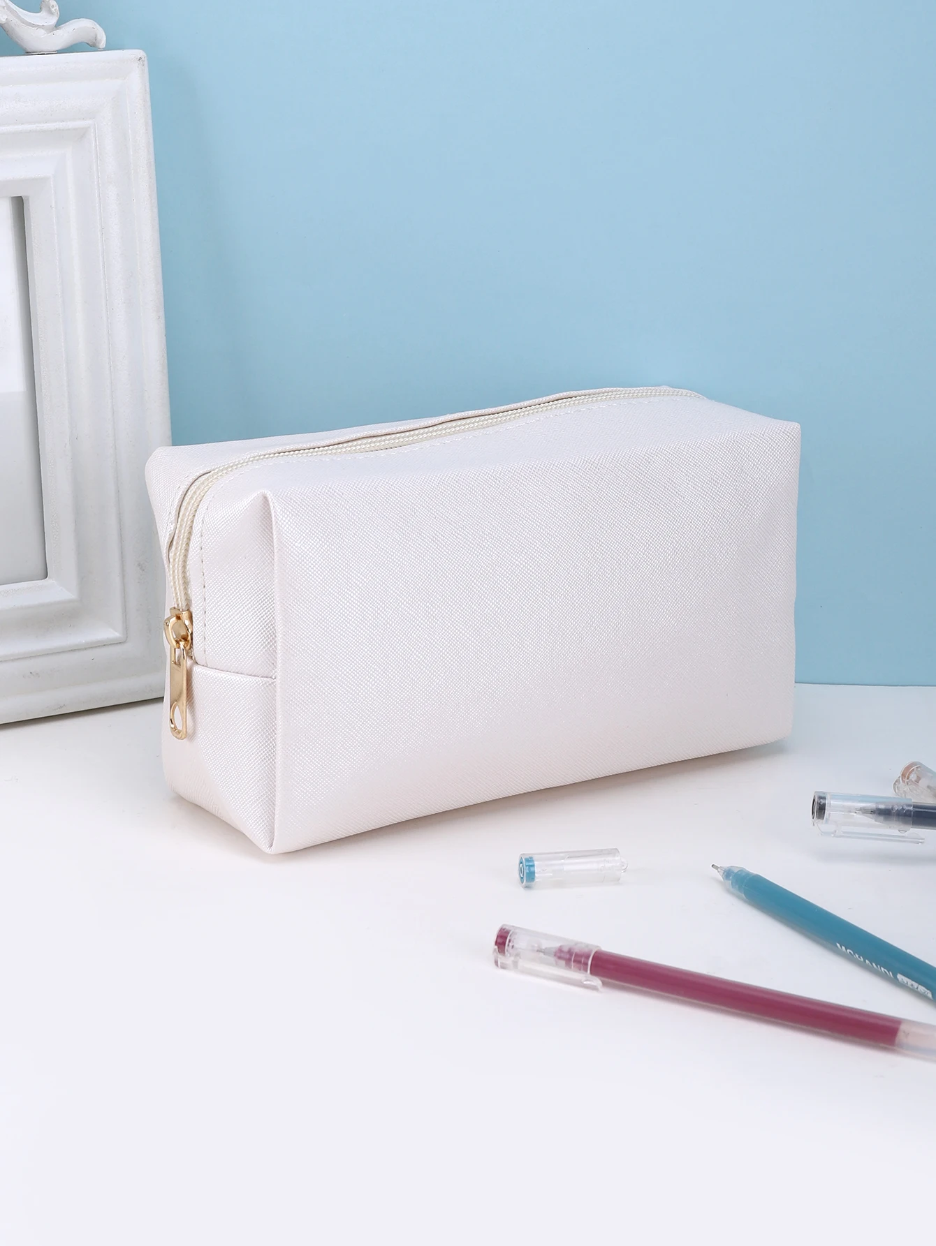 PU leather pencil case Waterproof large-capacity pencilcase Basic Pen Pouch Back-to-School Gifts for Friends Zipper pencil case