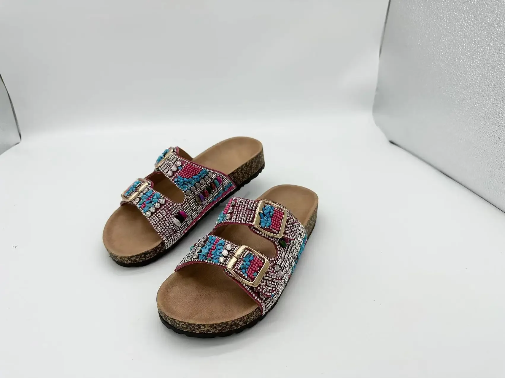 S9bdf01b73dac4472aa80e430eb44baa9l Trendy Double Buckle Ethnic Cork Slippers for Fashionable Beach Days