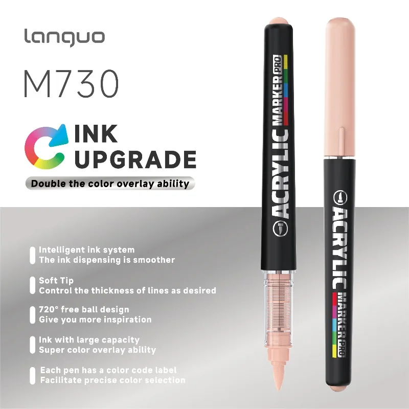 LANGUO 9/192 Colors Heavy Color PRO Direct Liquid Acrylic Marker Soft Tips Smart Ink Control Stationery Office School Supplies