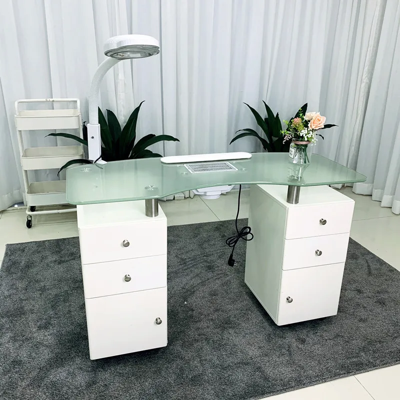 New Arrival Modern Style Beauty Salon Furniture Velvet Marble Salon Nail Manicure Table