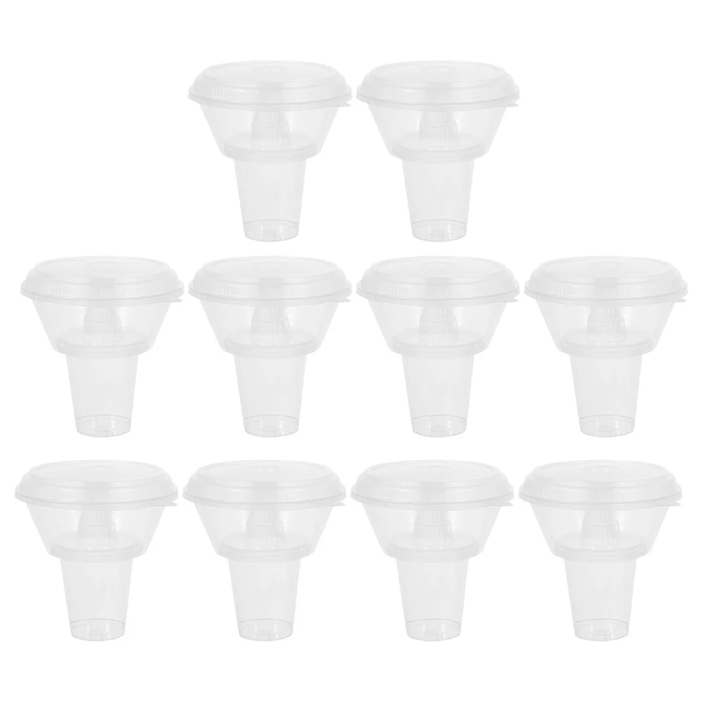 

10Sets Creative Snack and Drink Cup Clear Portable Popcorn Fries Holder Outdoor Convenient Snack Bowl Food Bowl Lid
