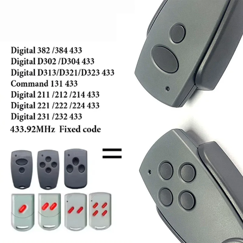 Control Remoto para Puerta de Garaje Marantec 868 MHz / 433MHz, Compatible con Digital D302 D304 D313 433 D323 D382 D384 131 868 Command 211 212 214 221