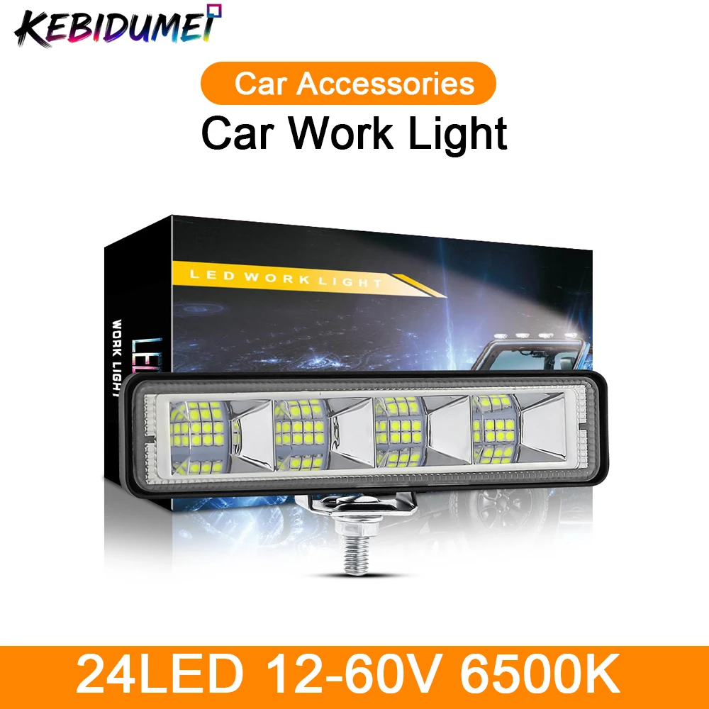 

KEBIDUMEI 1-2pcs 12-60V 24LED Car Work Light 72W Worklight Bar Offroad Led Combo Beam for SUV ATV Tractor Boat Car Accessories