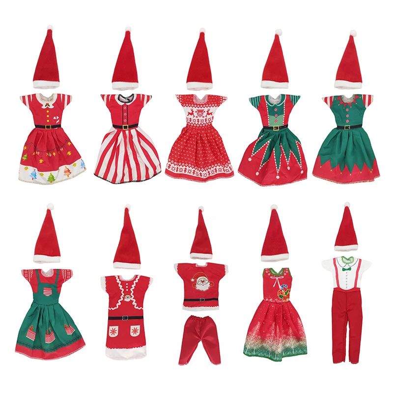 Fashion Christmas Dress Outfit Hats for 11 inch 30cm Doll Clothes Accessories