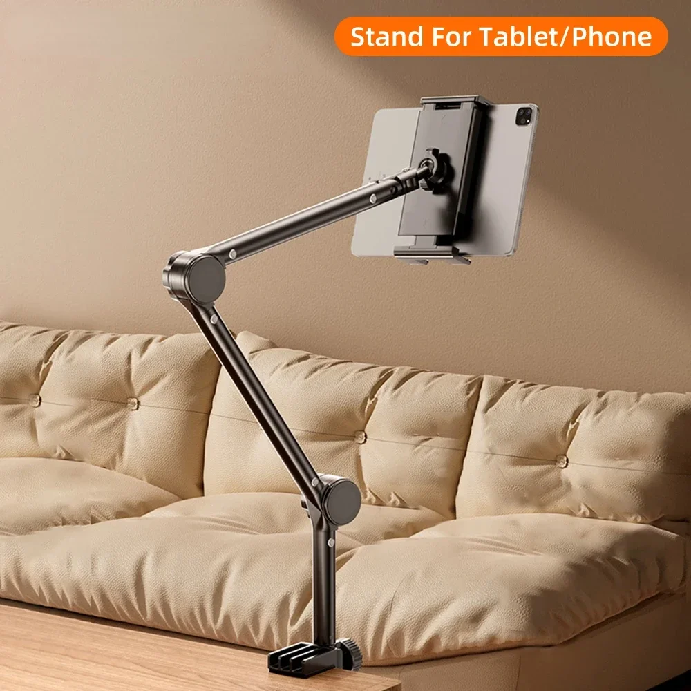 

Tablet Holder iPad Desk Stand with 360° Adjustable Foldable Metal Arm Tablet Bracket for Phone Tablet or Other 4~13In Devices