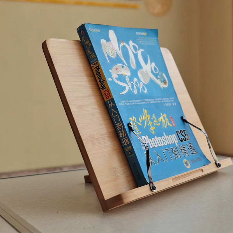 Adjustable Reading Rest Tablet Cook Home Study Room Book Holder Foldable Cookbook Stand Pages Fixed Kitchen bookends shelf wood