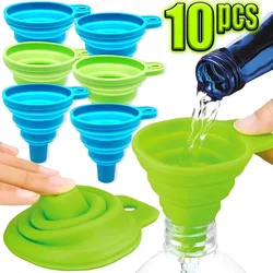 1-10pcs Silicone Gel Collapsible Foldable Funnel Household Kitchen Cooking Tools Portable Wine Mini Portable Oil Pot Funnel