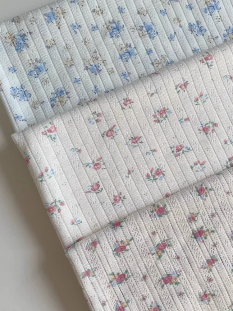 

Knitted jacquard BM style floral print fabric halter-neck base layer home wear for children and teenagers DIY fabric