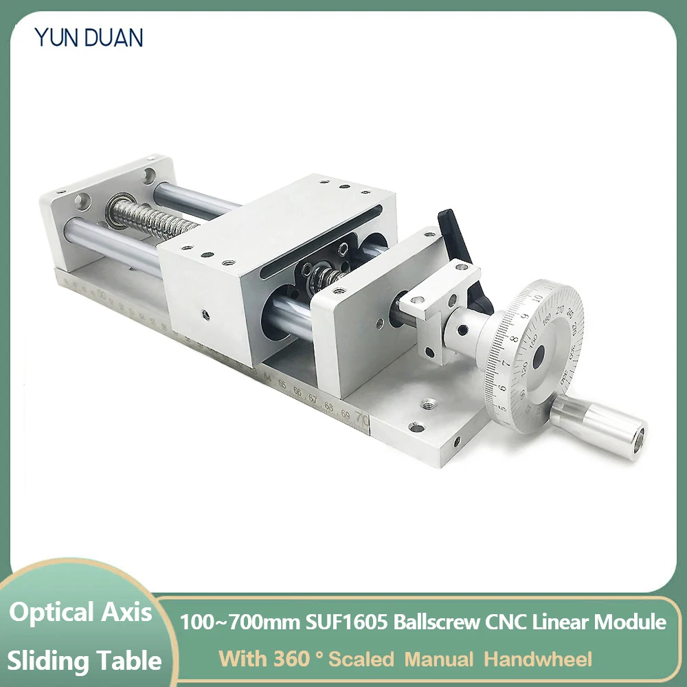 

Manual hand wheel CNC Linear Module SFU 1605 Ball Screw Guide Rail 100~700mm Stroke Slide Table for Engraving Machine Router