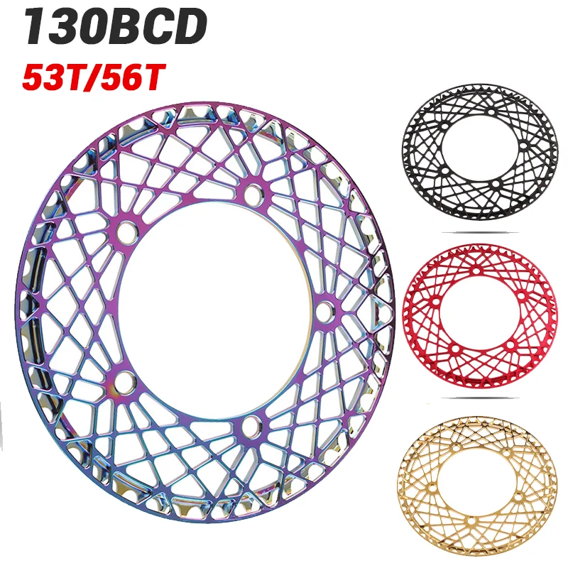 Kettingblad 130 Bcd 5 Schroeven 130bcd Fiets Kettingblad Guard Bescherming 53t 56 Voor Brompton Chain Ring Hollow Bmx Cranks