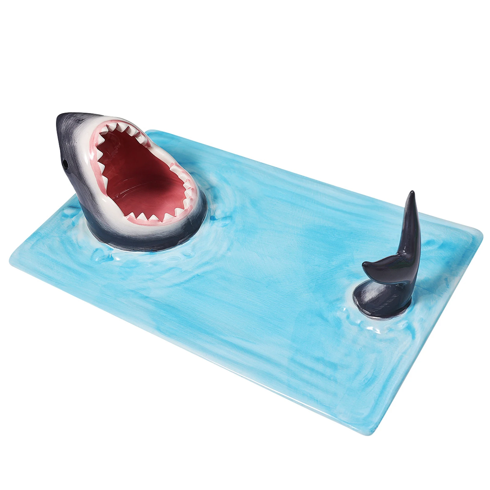 Ceramic Sushi Plate, Shark Shape Rectangle Cheese Board Dining Table Kitchen Decoration 2022 New Fashion