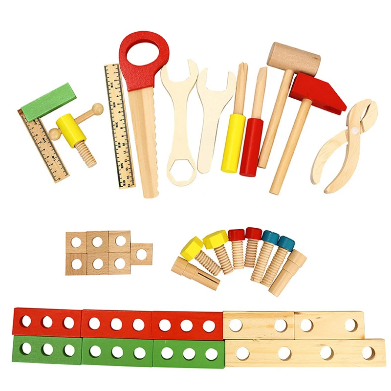 DIY Portable Wooden Tool Games Learning Educational Toy Screw Assembly Garden Engineering Maintenance Tool Toys For Children Boy